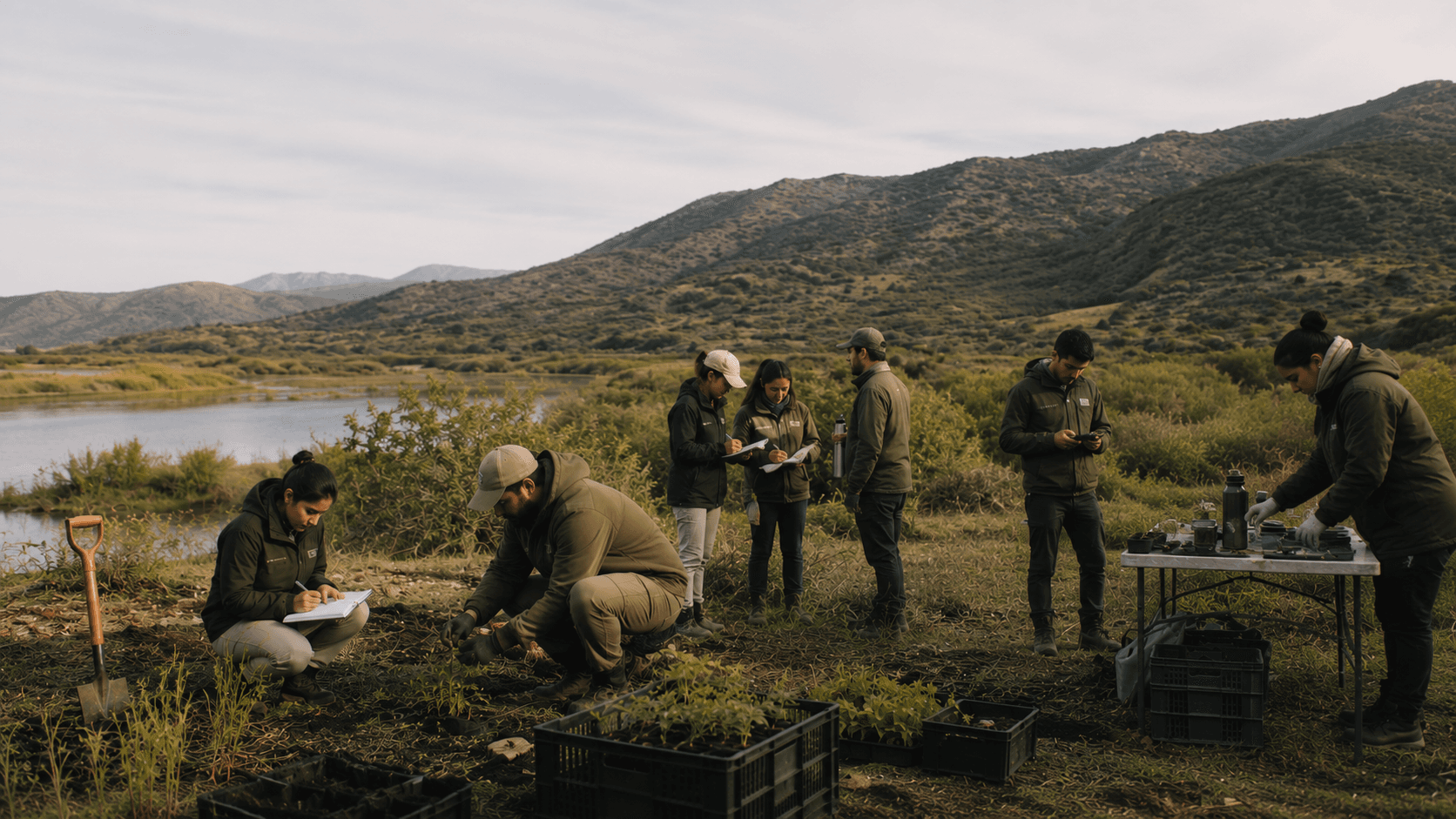 Organización ambiental trabajando con una comunidad local en territorio argentino.
