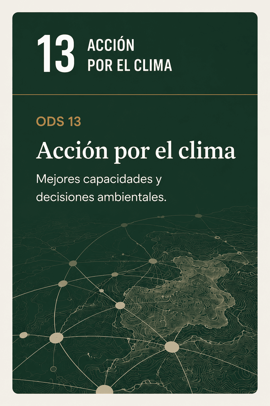 Cartografía ambiental conectada que representa capacidades para la acción climática.