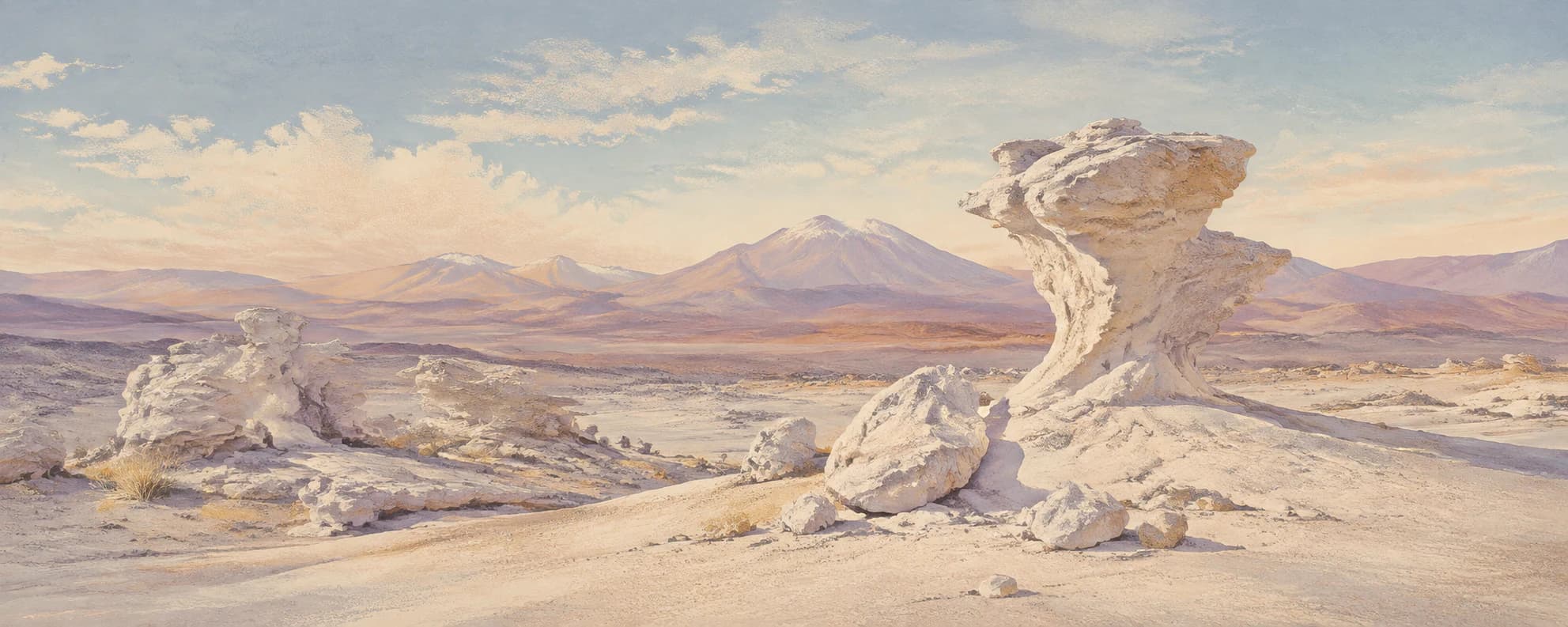 Interpretación pictórica del Campo de Piedra Pómez y la puna catamarqueña