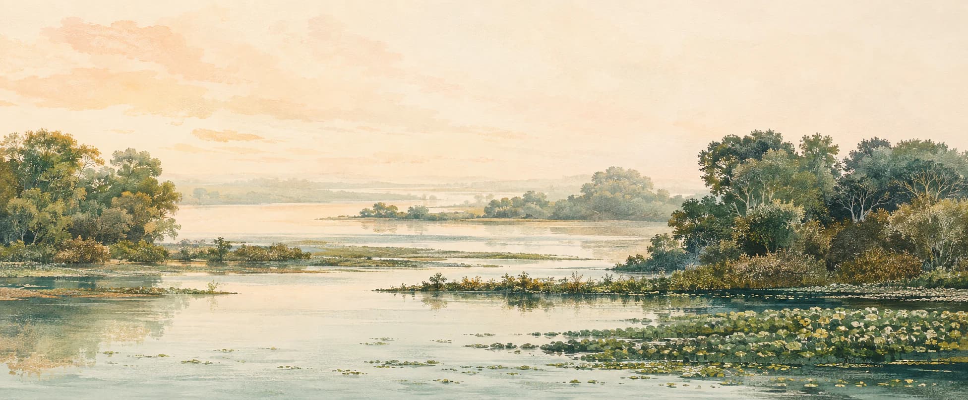 Interpretación pictórica de los humedales e islas de Jaaukanigás