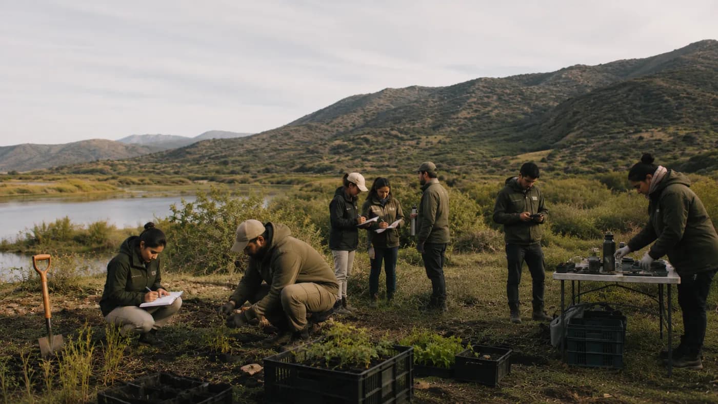 Organización trabajando con una comunidad local
