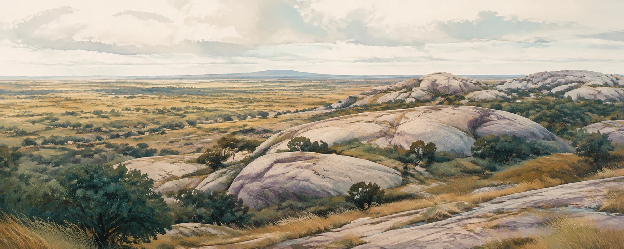 Interpretación pictórica de los roquedales y el monte de Lihué Calel